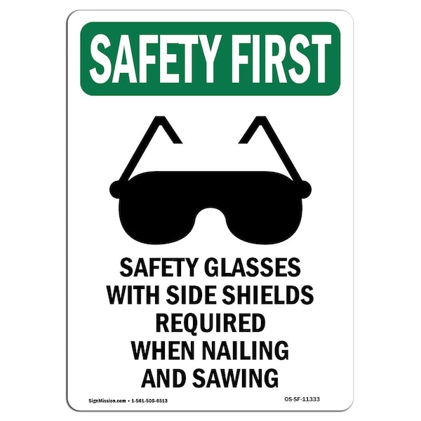 OSHA Sign, Glasses W/, 5in X 3.5in, 10PK, 3.5" W, 5" H, Portrait, PK10, OS-SF-D-35-V-11333-10PK